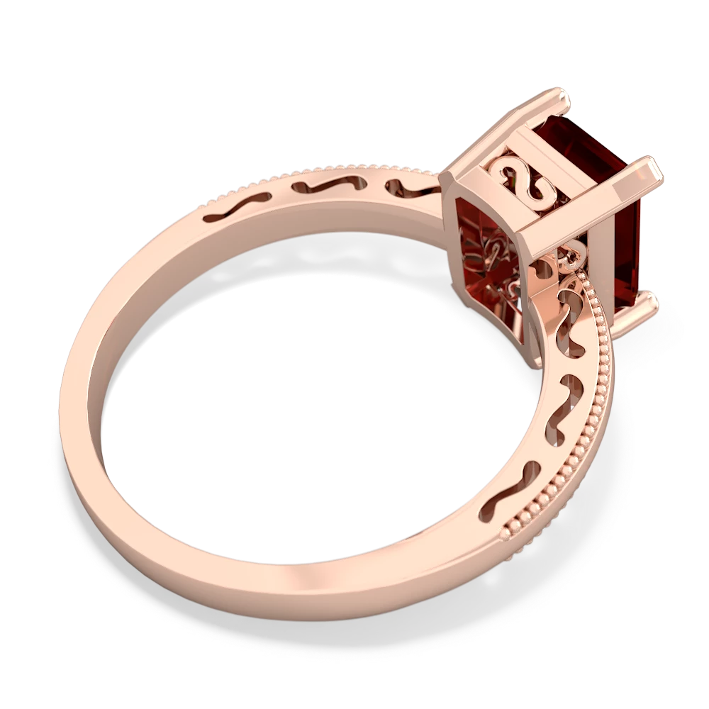 Garnet Milgrain Scroll 14K Rose Gold ring R2338