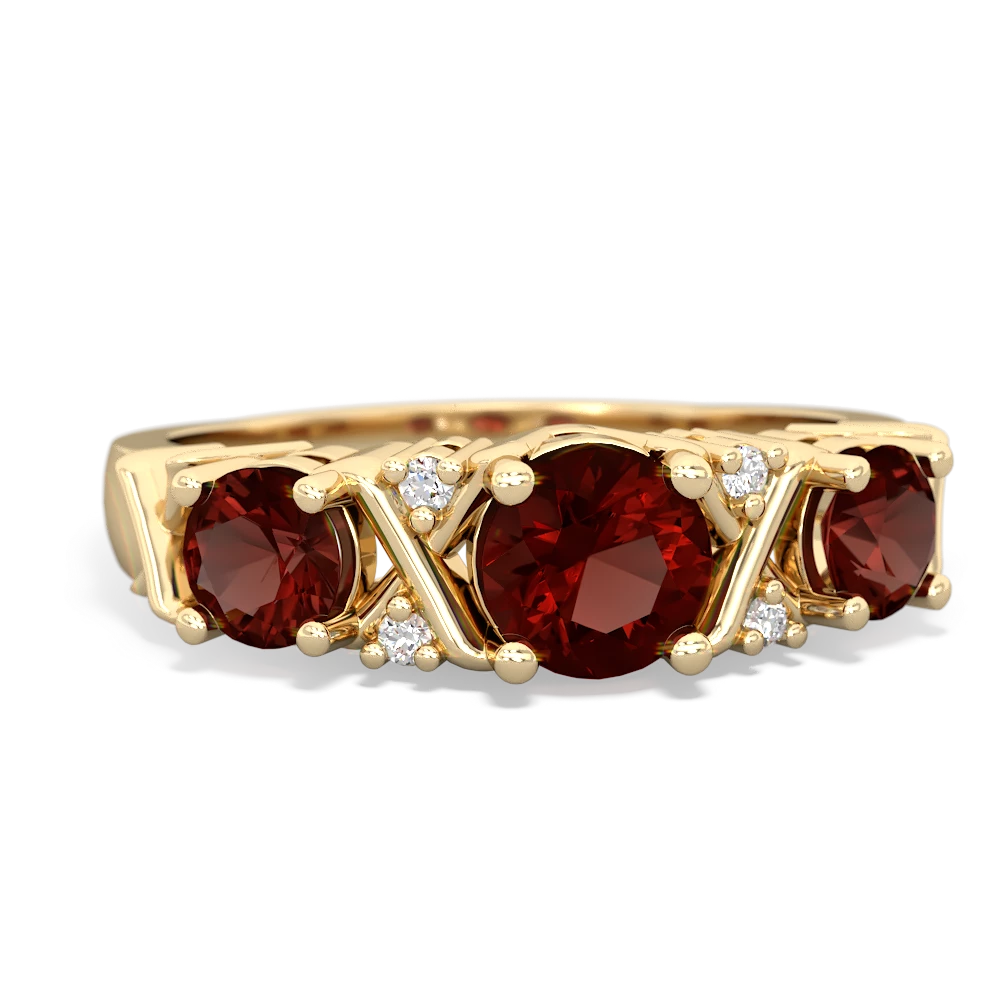 Garnet Hugs And Kisses 14K Yellow Gold ring R5016