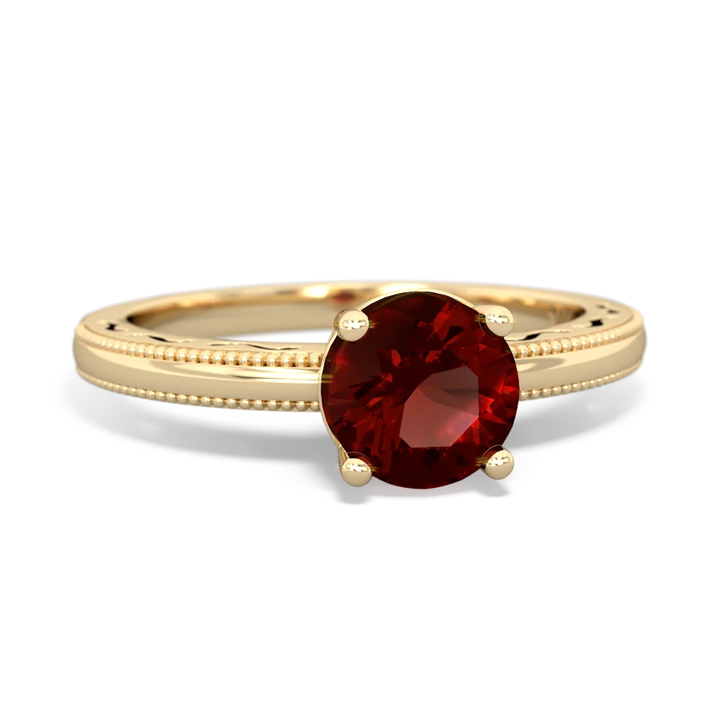 Garnet Milgrain Filigree 14K Yellow Gold ring R5090