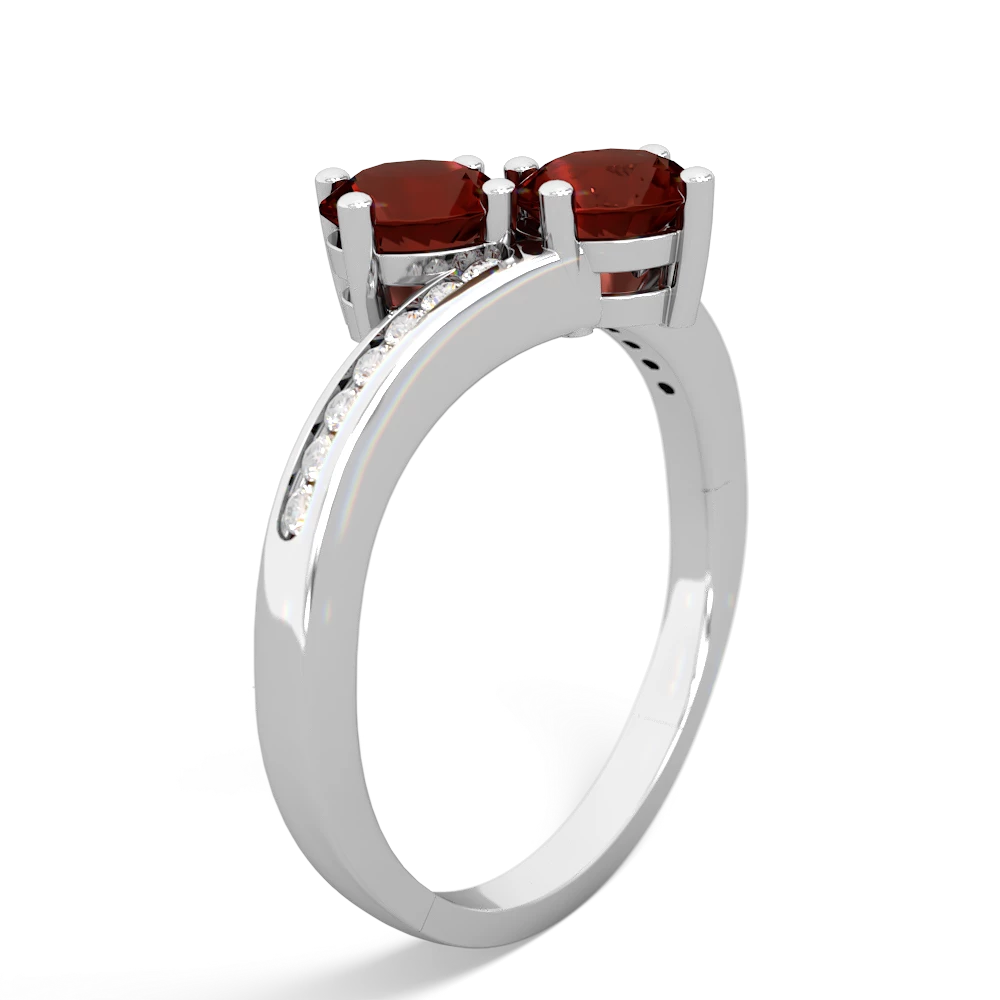 Garnet Channel Set Two Stone 14K White Gold ring R5303