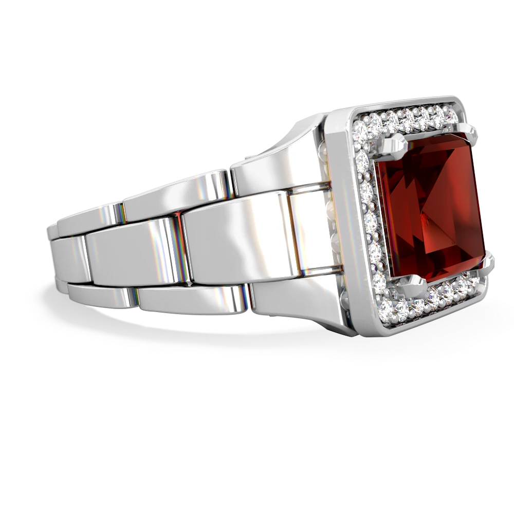 Garnet Men's Watch 14K White Gold ring R0510