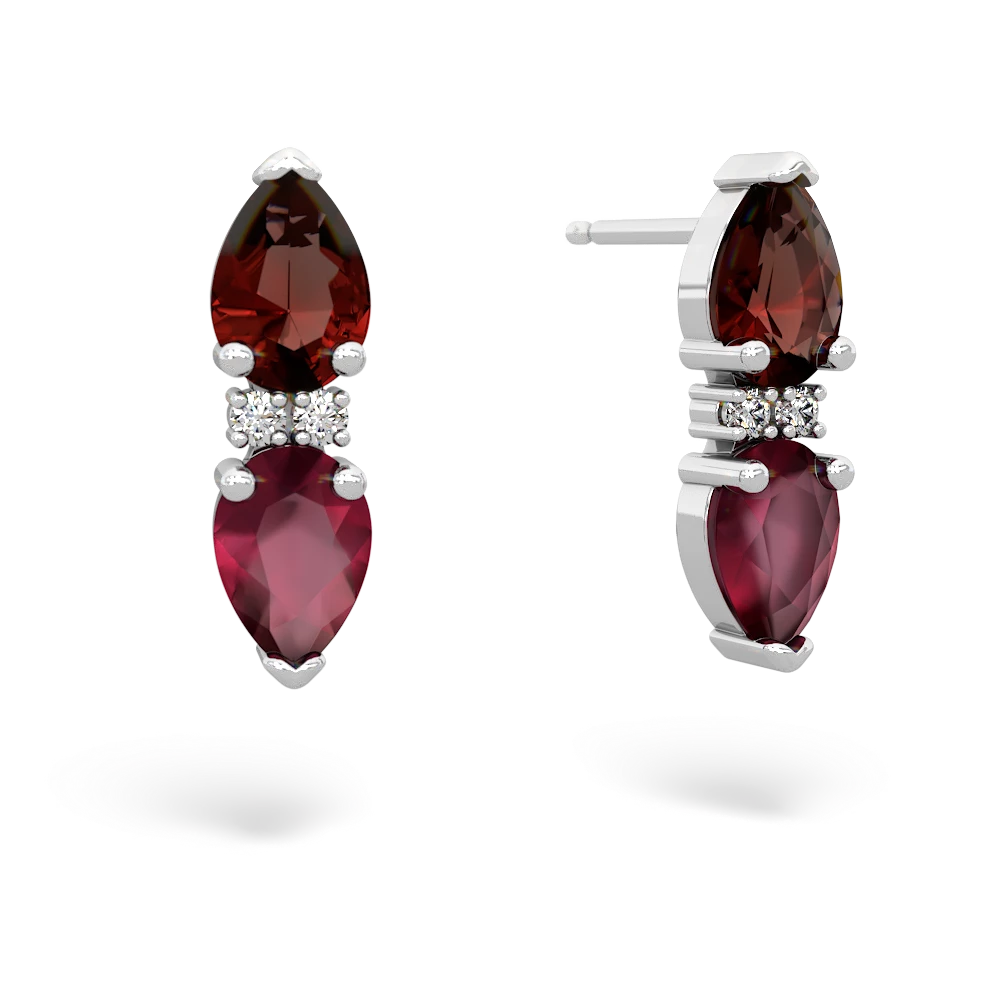 Garnet Bowtie Drop 14K White Gold earrings E0865