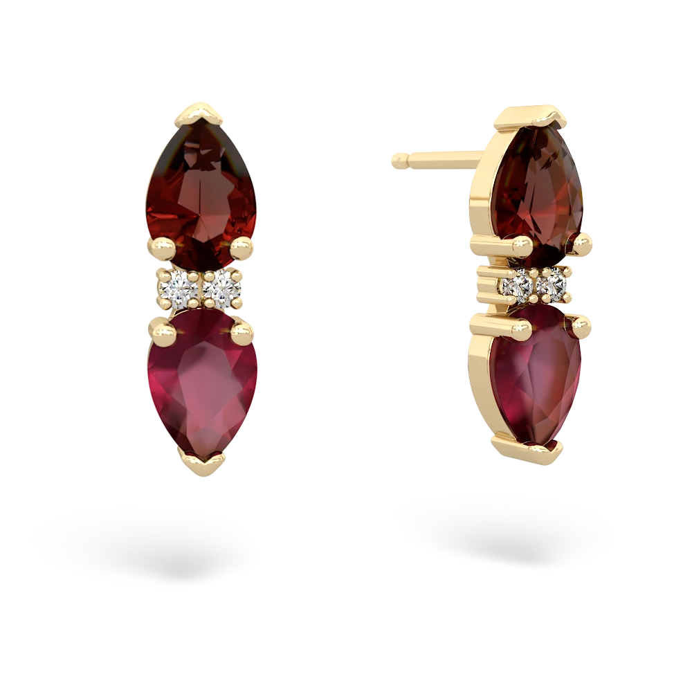 Garnet Bowtie Drop 14K Yellow Gold earrings E0865