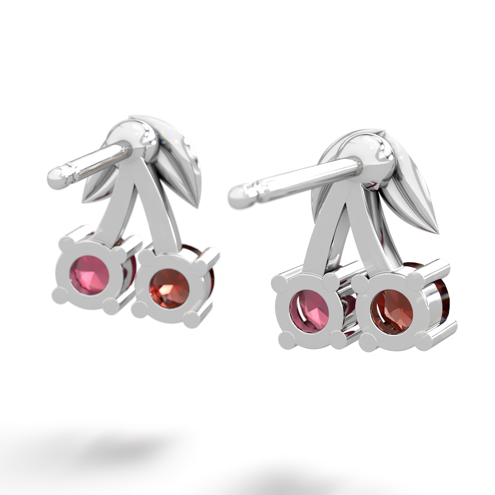 Garnet Sweet Cherries 14K White Gold earrings E7001