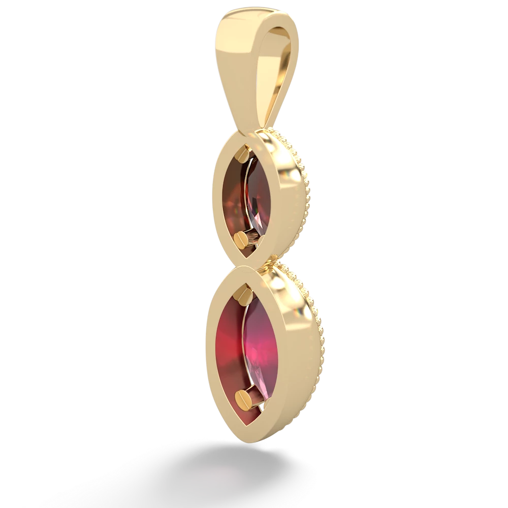 Garnet Antique-Style Halo 14K Yellow Gold pendant P5700