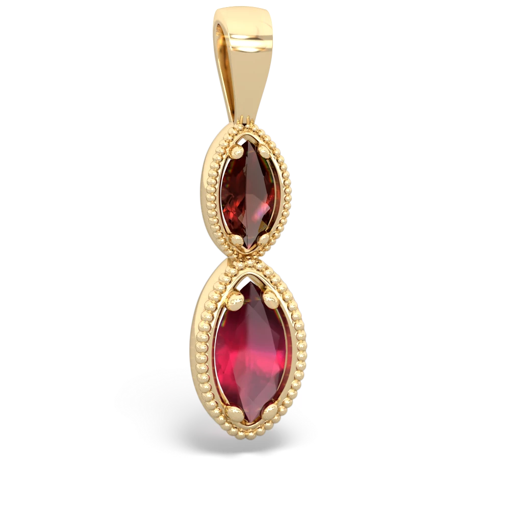 Garnet Antique-Style Halo 14K Yellow Gold pendant P5700