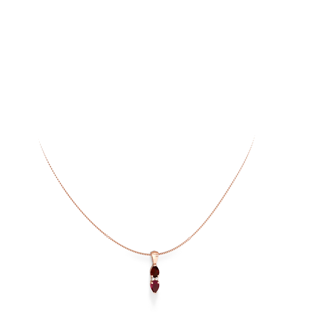 Garnet Bowtie Drop 14K Rose Gold pendant P0865