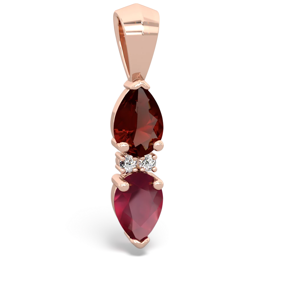 Garnet Bowtie Drop 14K Rose Gold pendant P0865