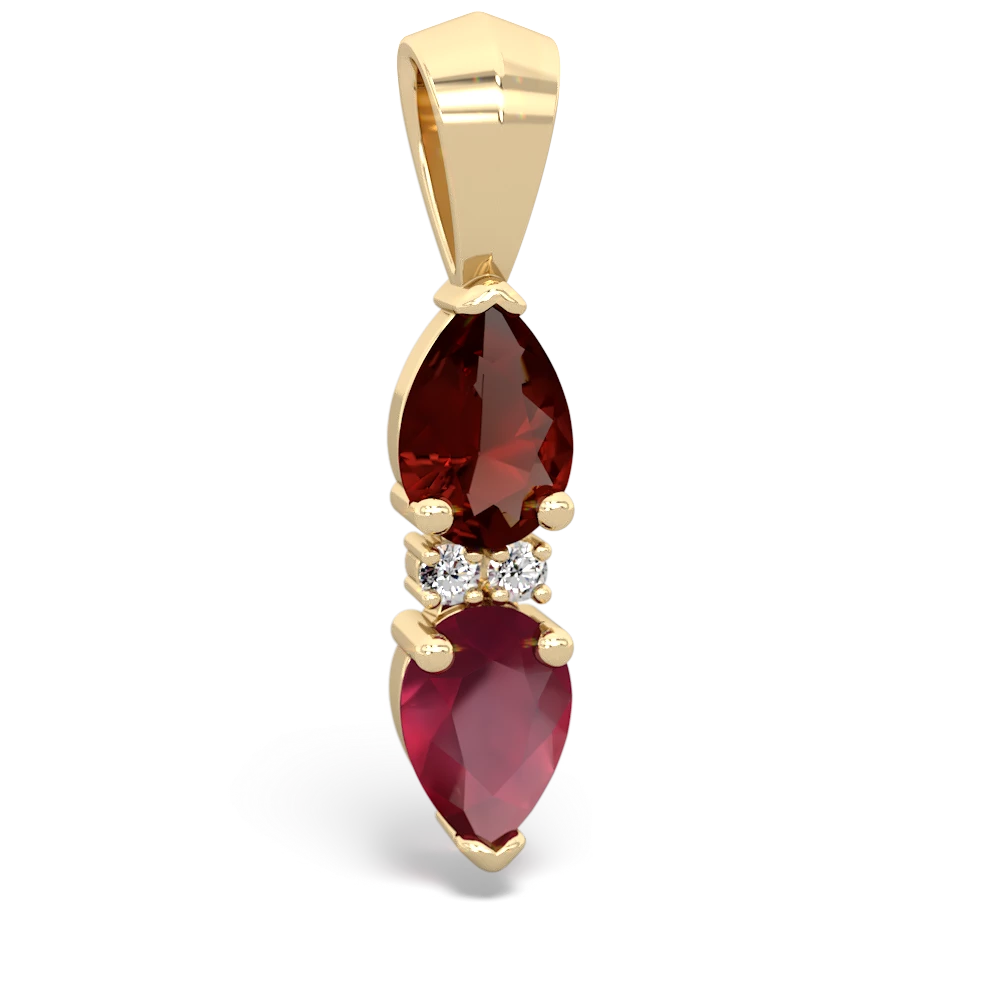 Garnet Bowtie Drop 14K Yellow Gold pendant P0865