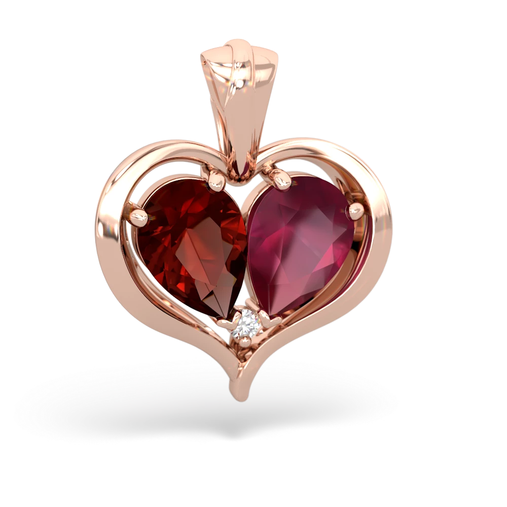 Garnet Two Become One 14K Rose Gold pendant P5330