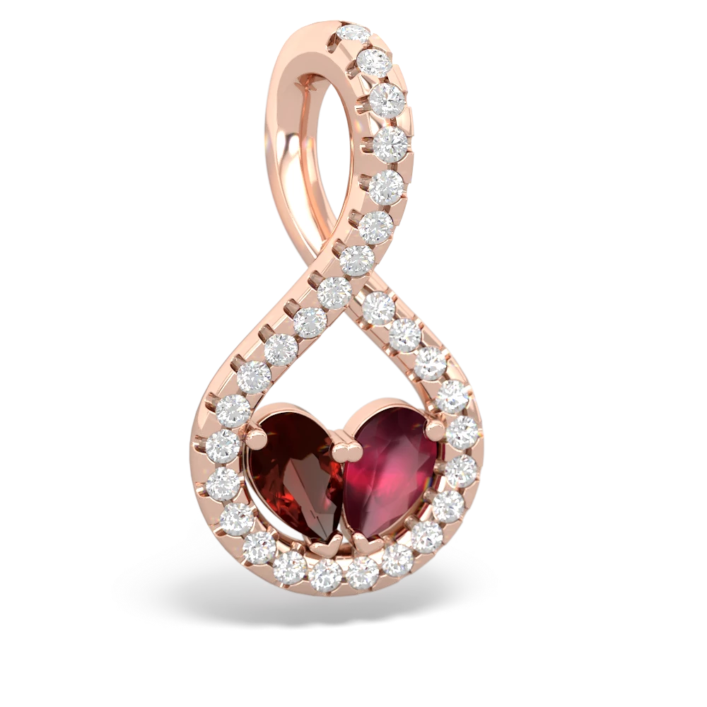 Garnet Pave Twist 'One Heart' 14K Rose Gold pendant P5360