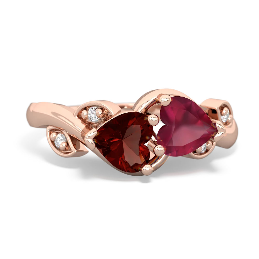 Garnet Floral Elegance 14K Rose Gold ring R5790