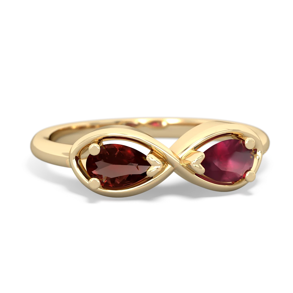 Garnet Infinity 14K Yellow Gold ring R5050