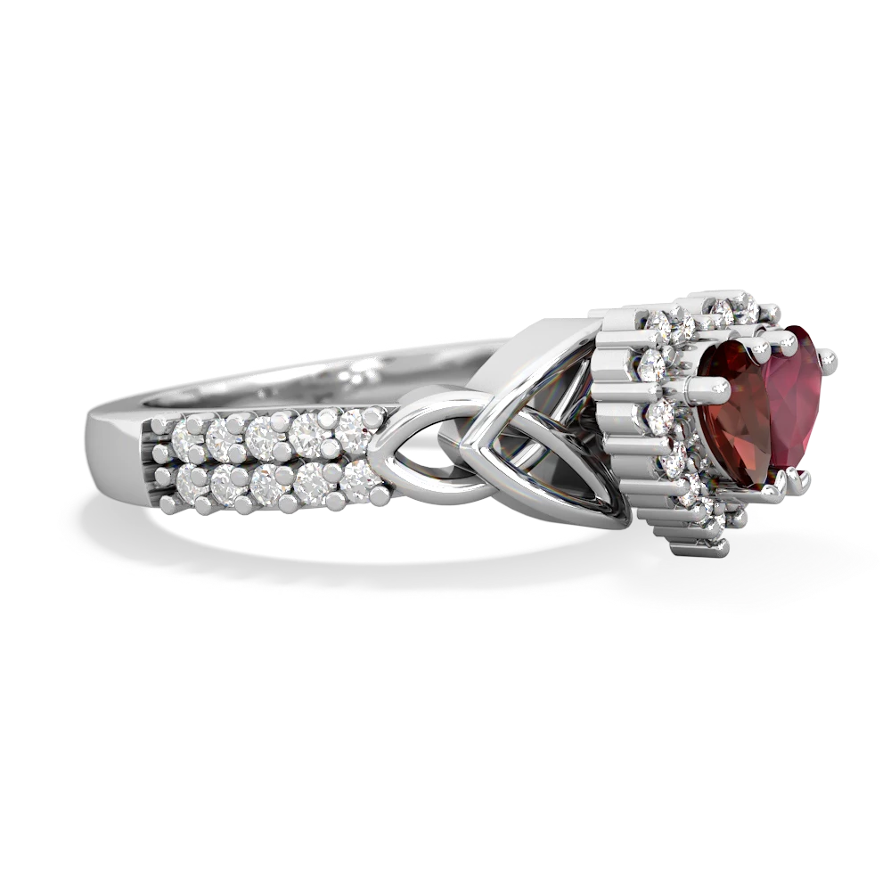 Garnet Celtic Knot Two Hearts As One 14K White Gold ring R2644HRT