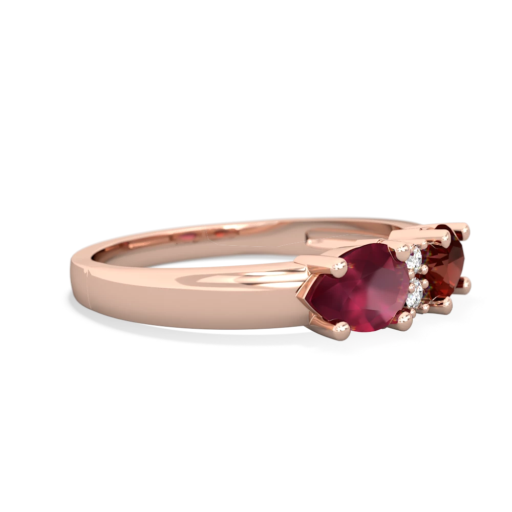 Garnet Pear Bowtie 14K Rose Gold ring R0865