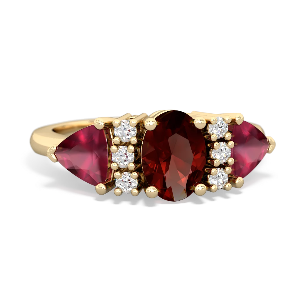 Garnet Antique Style Three Stone 14K Yellow Gold ring R2186