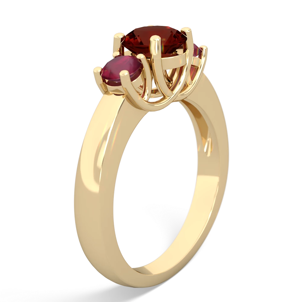 Garnet Three Stone Round Trellis 14K Yellow Gold ring R4018