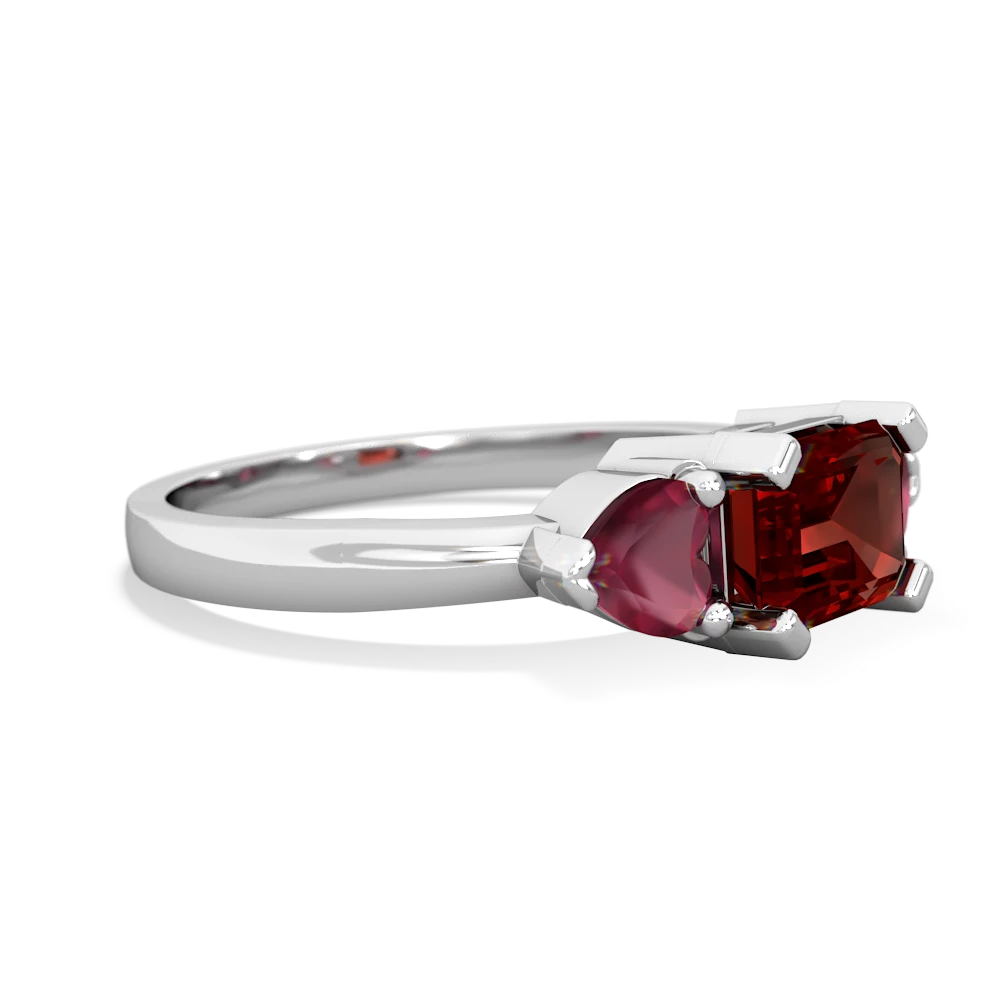 Garnet Three Stone 14K White Gold ring R5235