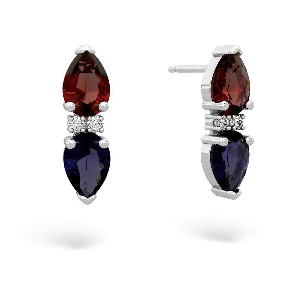 Garnet Bowtie Drop 14K White Gold earrings E0865