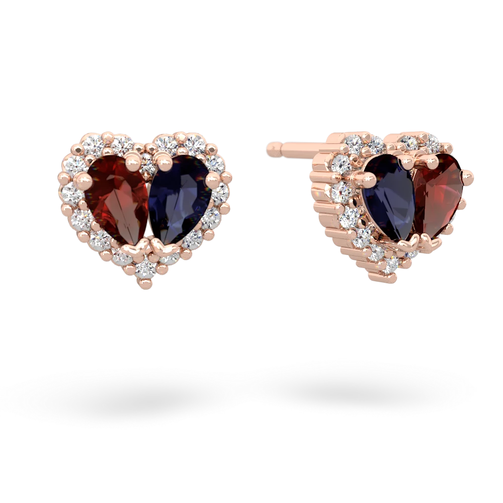 Garnet Halo 14K Rose Gold earrings E7008