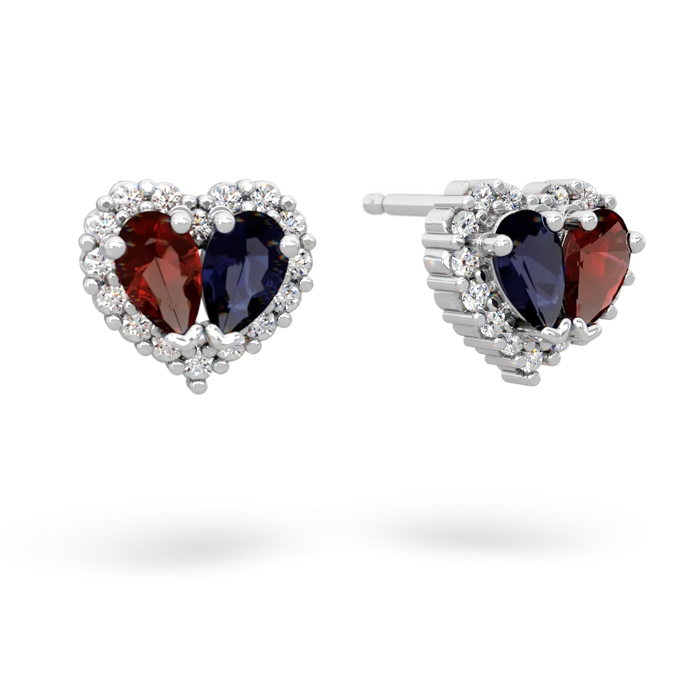 Garnet Halo 14K White Gold earrings E7008