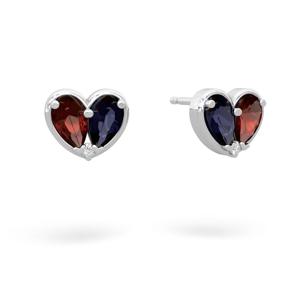 Garnet 'Our Heart' 14K White Gold earrings E5072