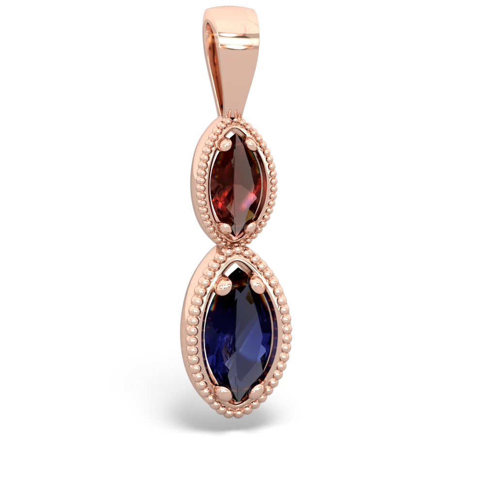 Garnet Antique-Style Halo 14K Rose Gold pendant P5700