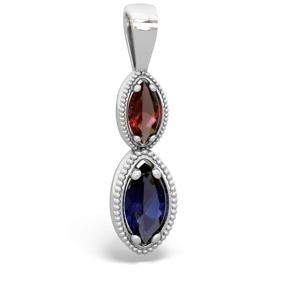 Garnet Antique-Style Halo 14K White Gold pendant P5700