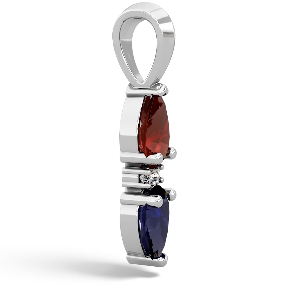 Garnet Bowtie Drop 14K White Gold pendant P0865