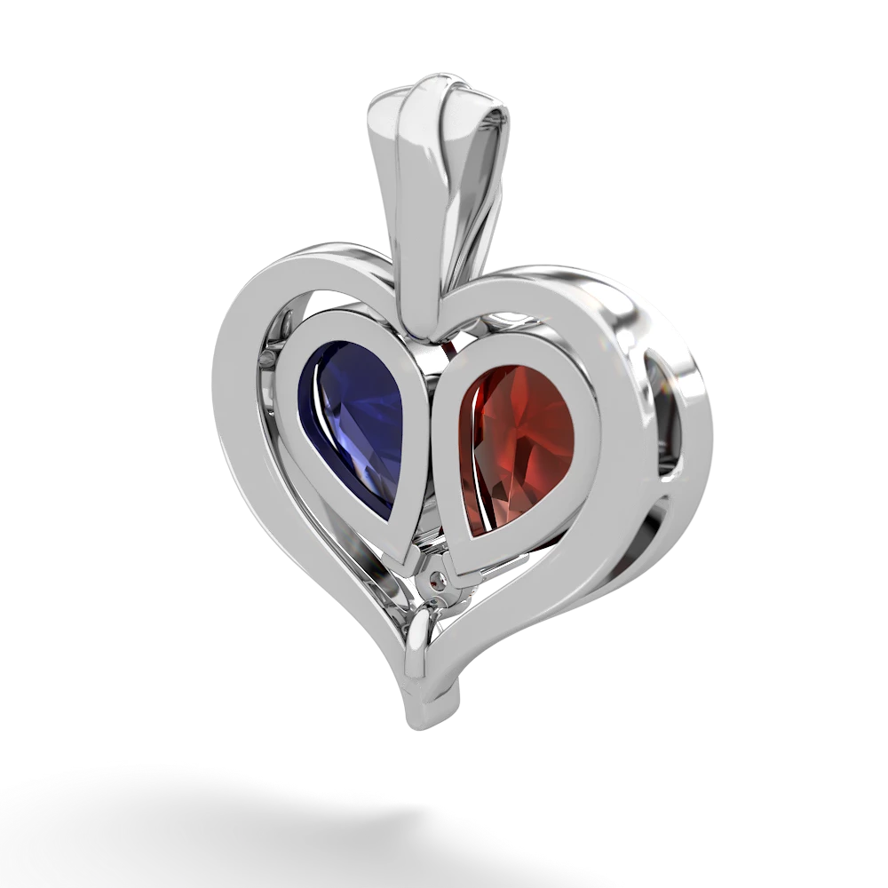 Garnet Two Become One 14K White Gold pendant P5330