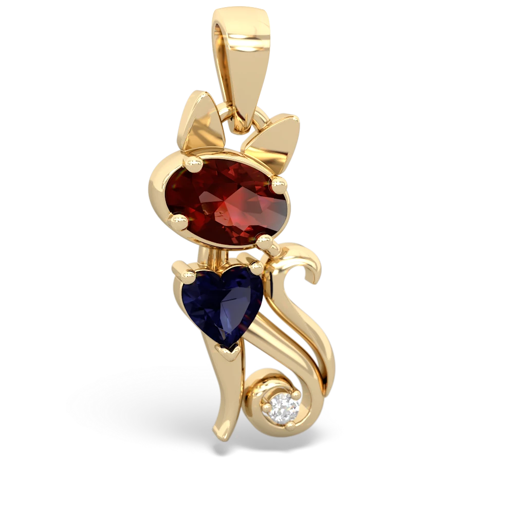 Garnet Kitten 14K Yellow Gold pendant P5780