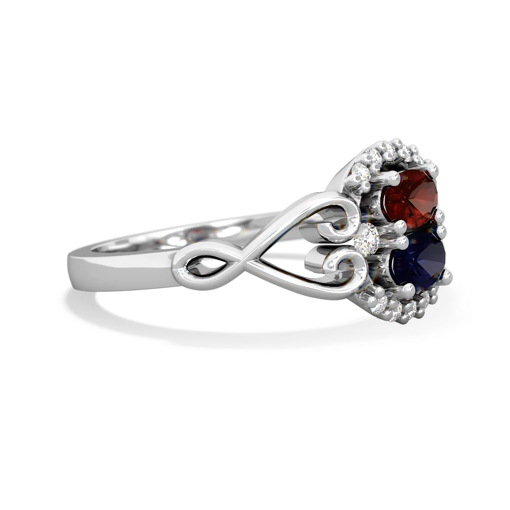 Garnet Love Nest 14K White Gold ring R5860