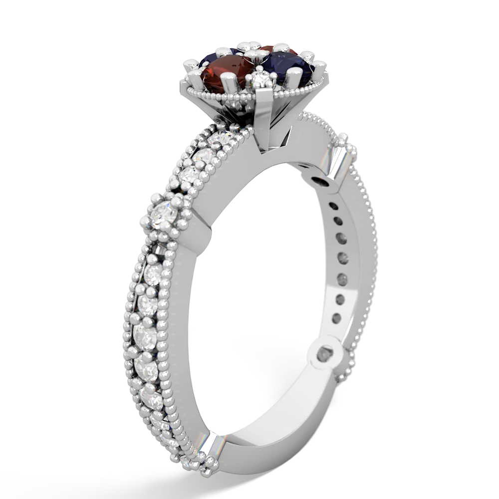 Garnet Sparkling Tiara Cluster 14K White Gold ring R26293RD