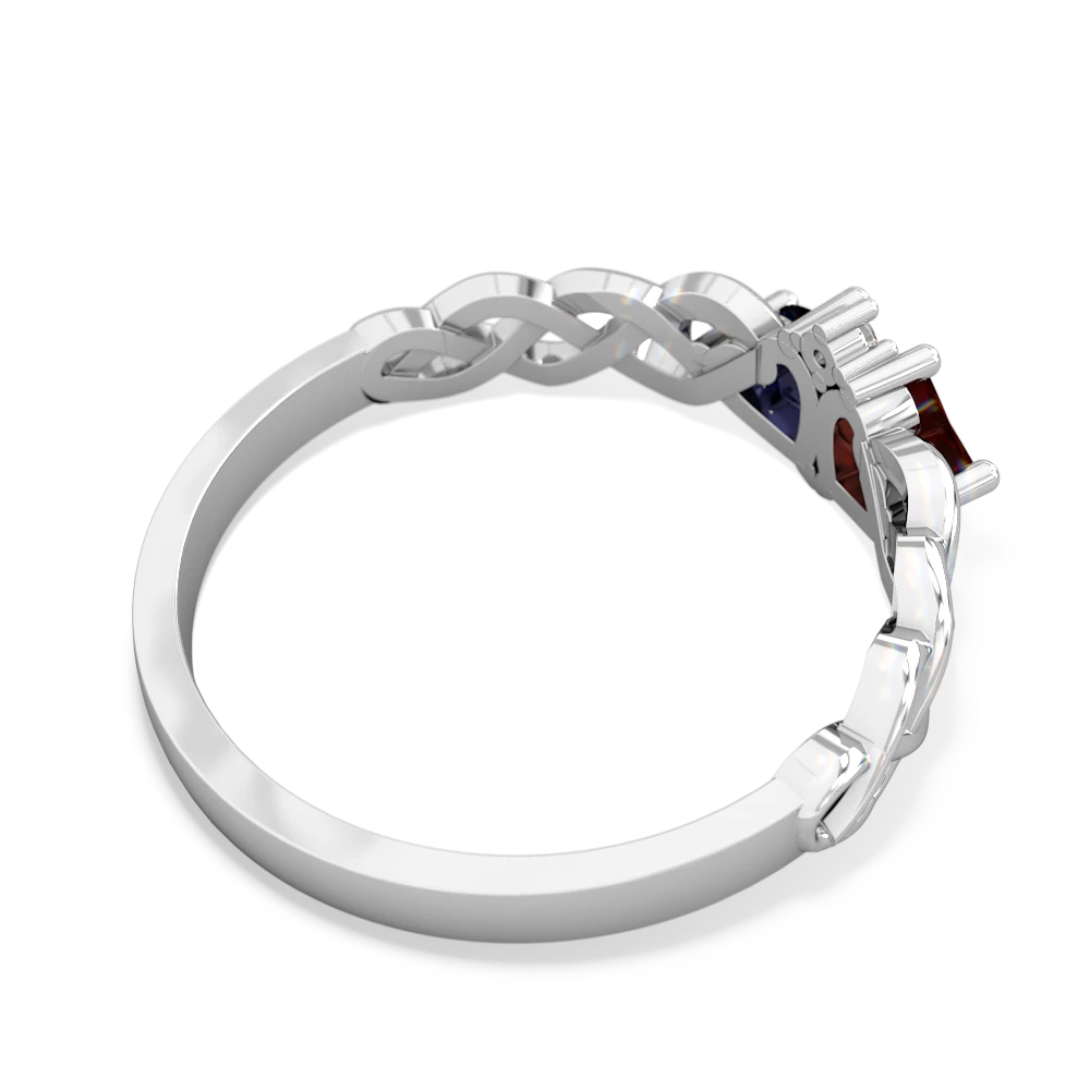 Garnet Heart To Heart Braid 14K White Gold ring R5870