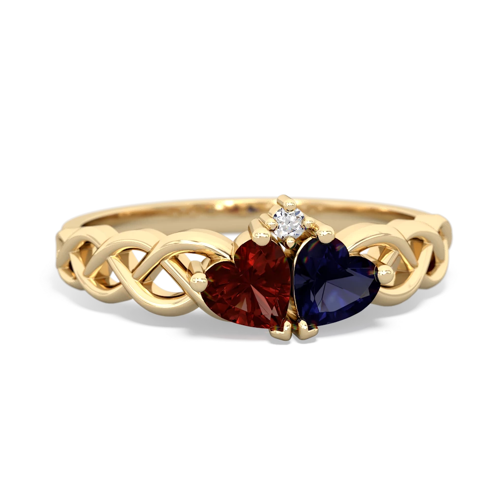 Garnet Heart To Heart Braid 14K Yellow Gold ring R5870