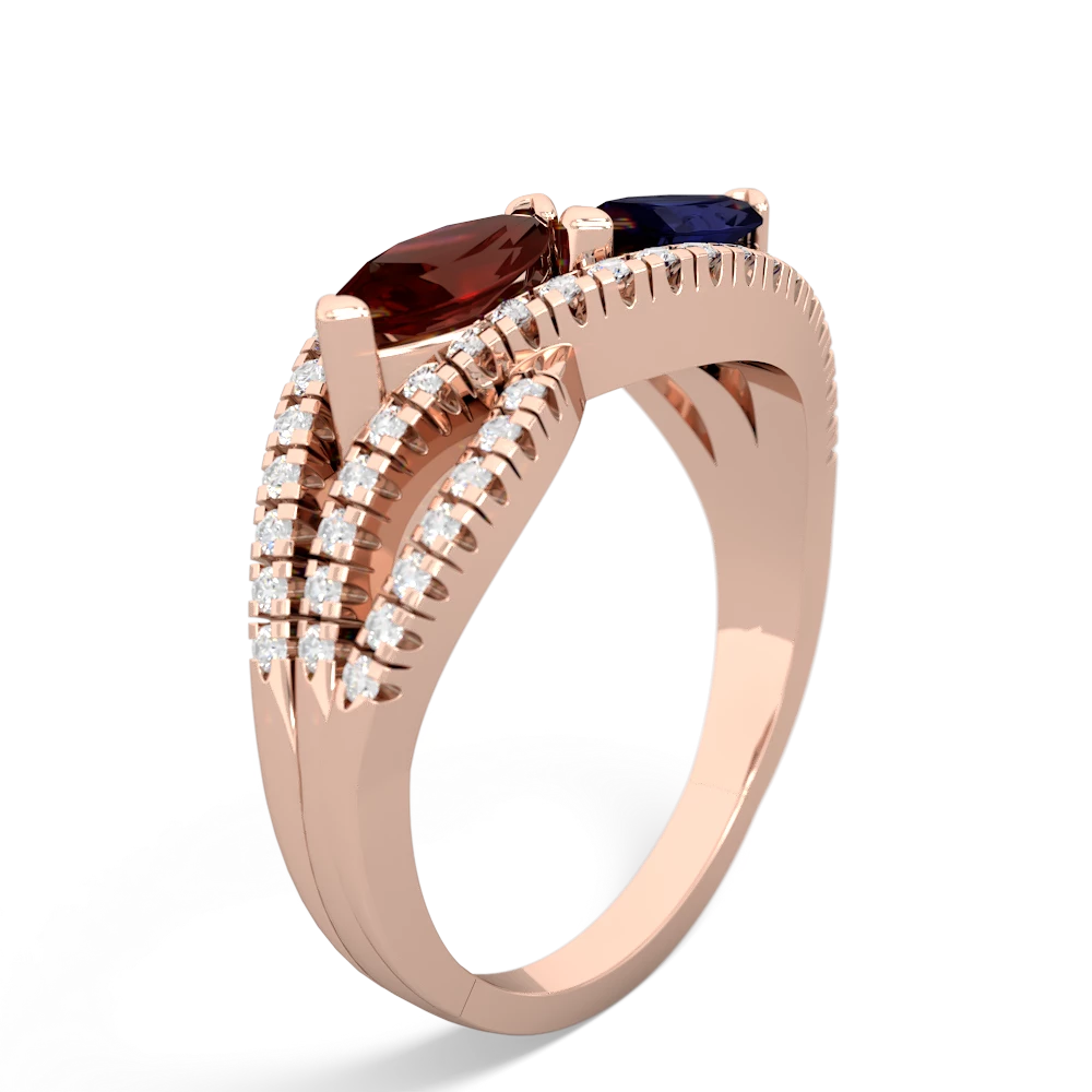 Garnet Diamond Rivers 14K Rose Gold ring R3070