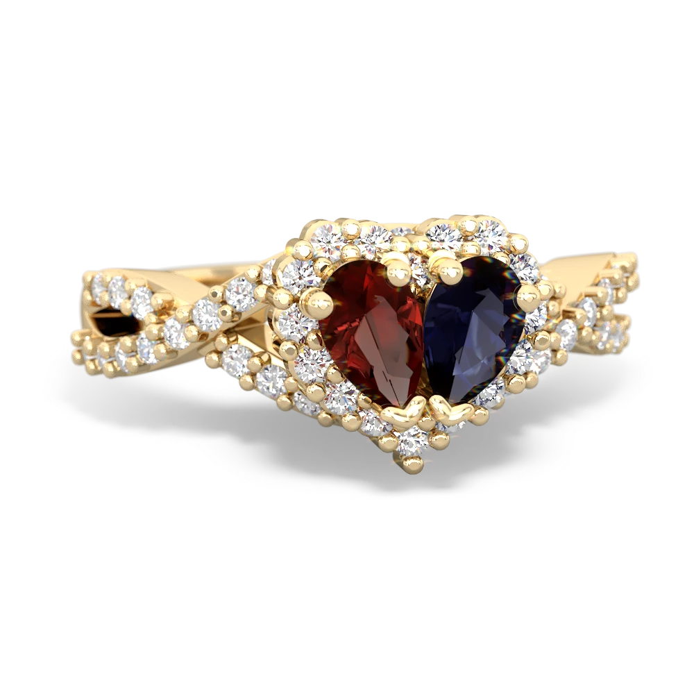 Garnet Diamond Twist 'One Heart' 14K Yellow Gold ring R2640HRT