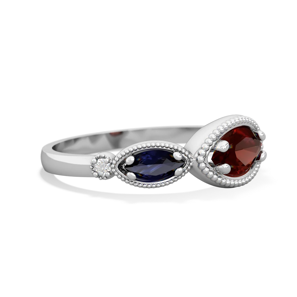 Garnet Milgrain Marquise 14K White Gold ring R5700