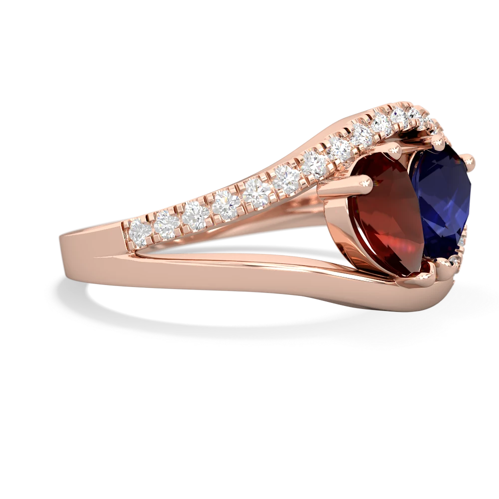 Garnet Nestled Heart Keepsake 14K Rose Gold ring R5650