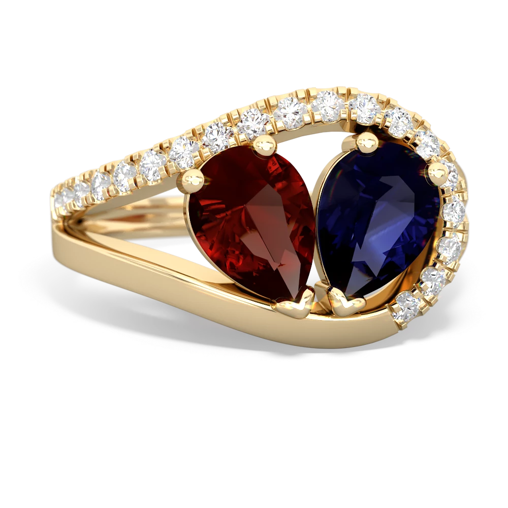 Garnet Nestled Heart Keepsake 14K Yellow Gold ring R5650