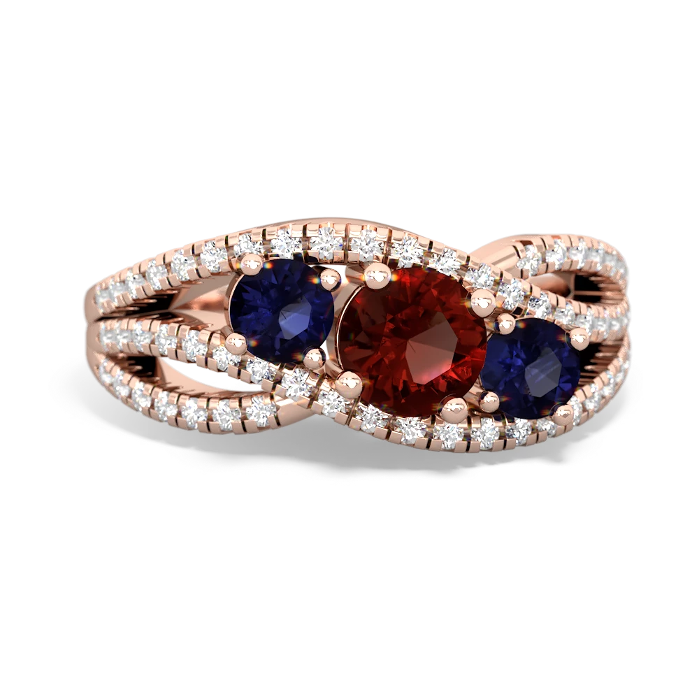 Garnet Three Stone Aurora 14K Rose Gold ring R3080