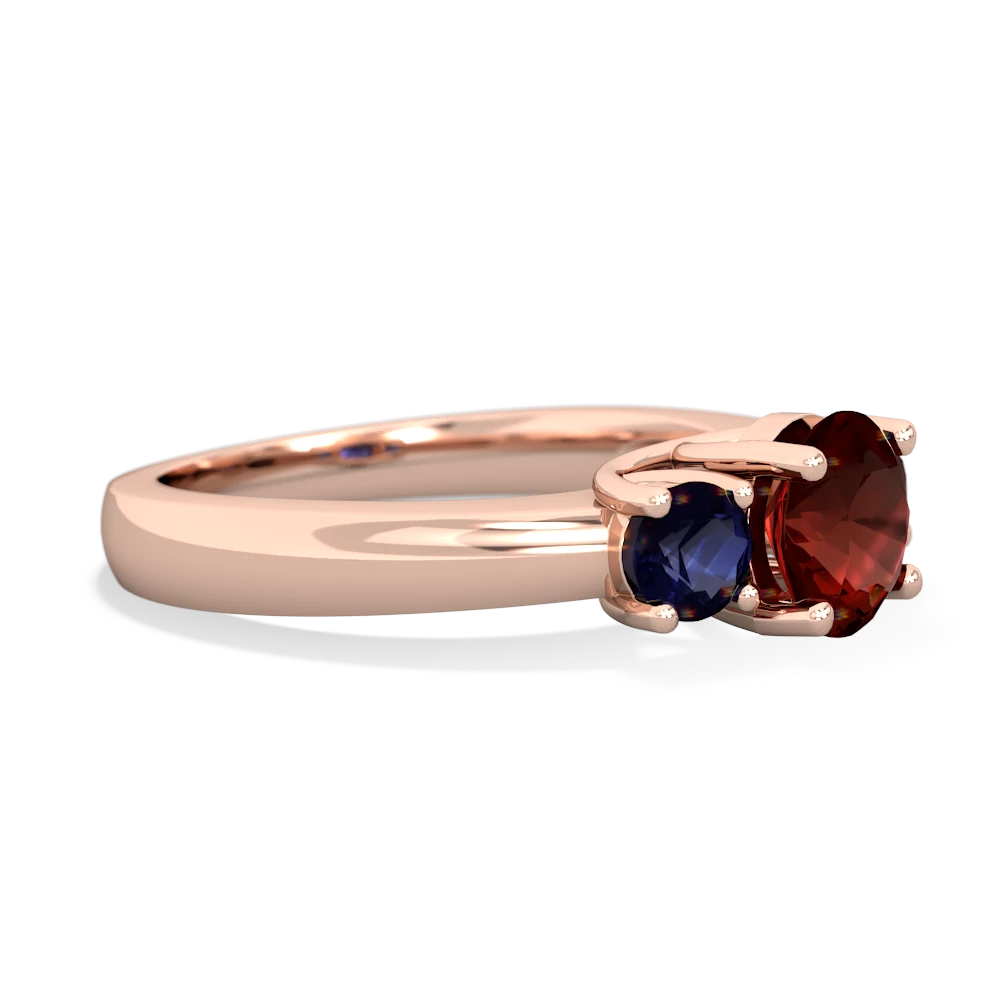 Garnet Three Stone Round Trellis 14K Rose Gold ring R4018