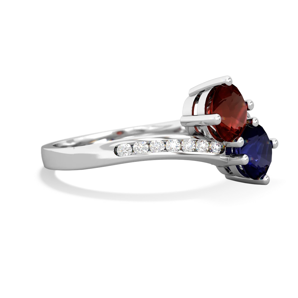 Garnet Channel Set Two Stone 14K White Gold ring R5303