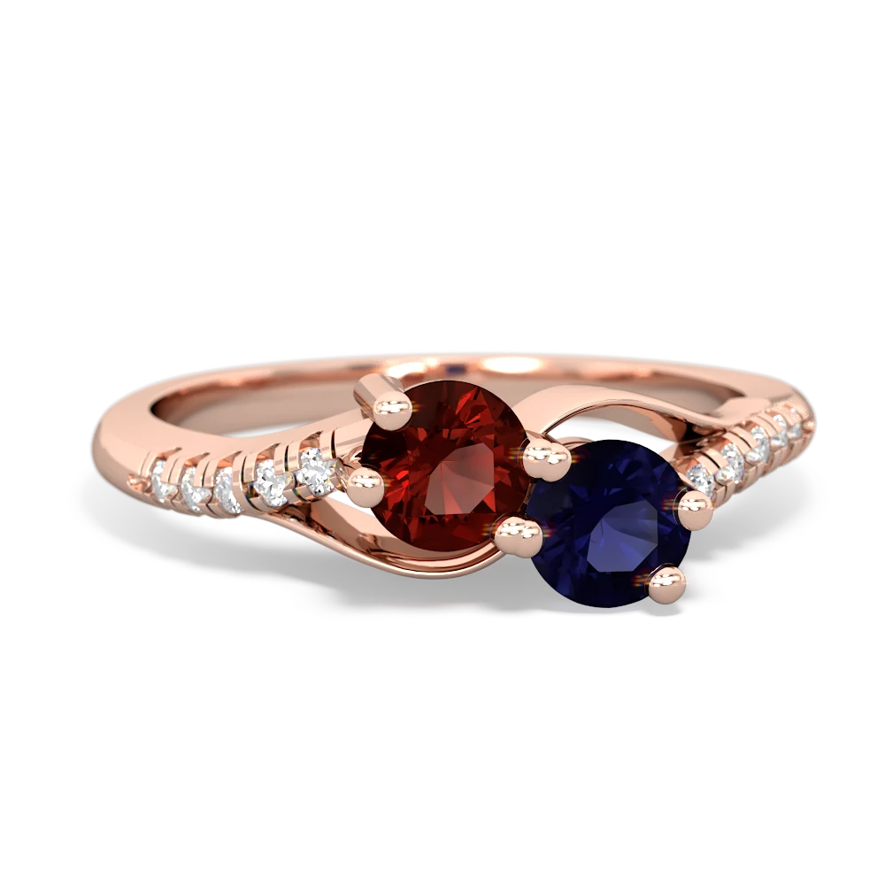 Garnet Infinity Pave Two Stone 14K Rose Gold ring R5285