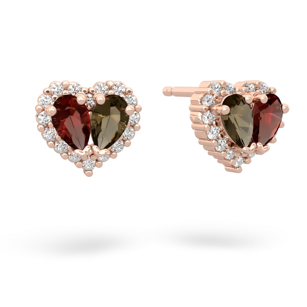 Garnet Halo 14K Rose Gold earrings E7008