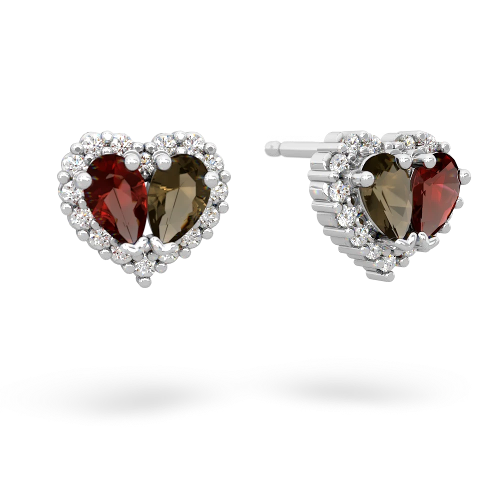 Garnet Halo 14K White Gold earrings E7008