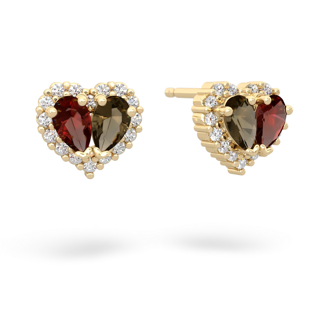 Garnet Halo 14K Yellow Gold earrings E7008