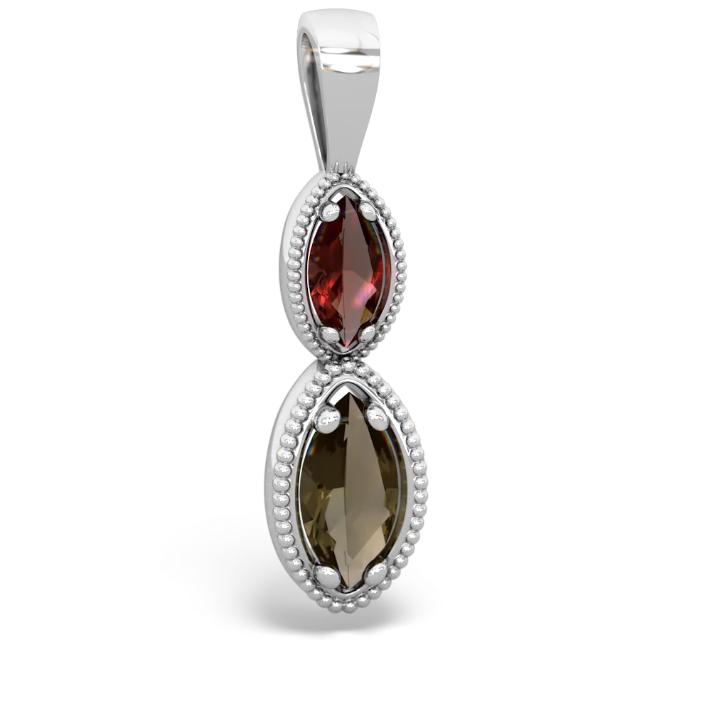 Garnet Antique-Style Halo 14K White Gold pendant P5700