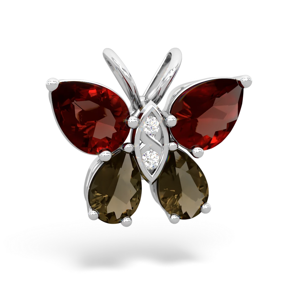 Garnet Butterfly 14K White Gold pendant P2215