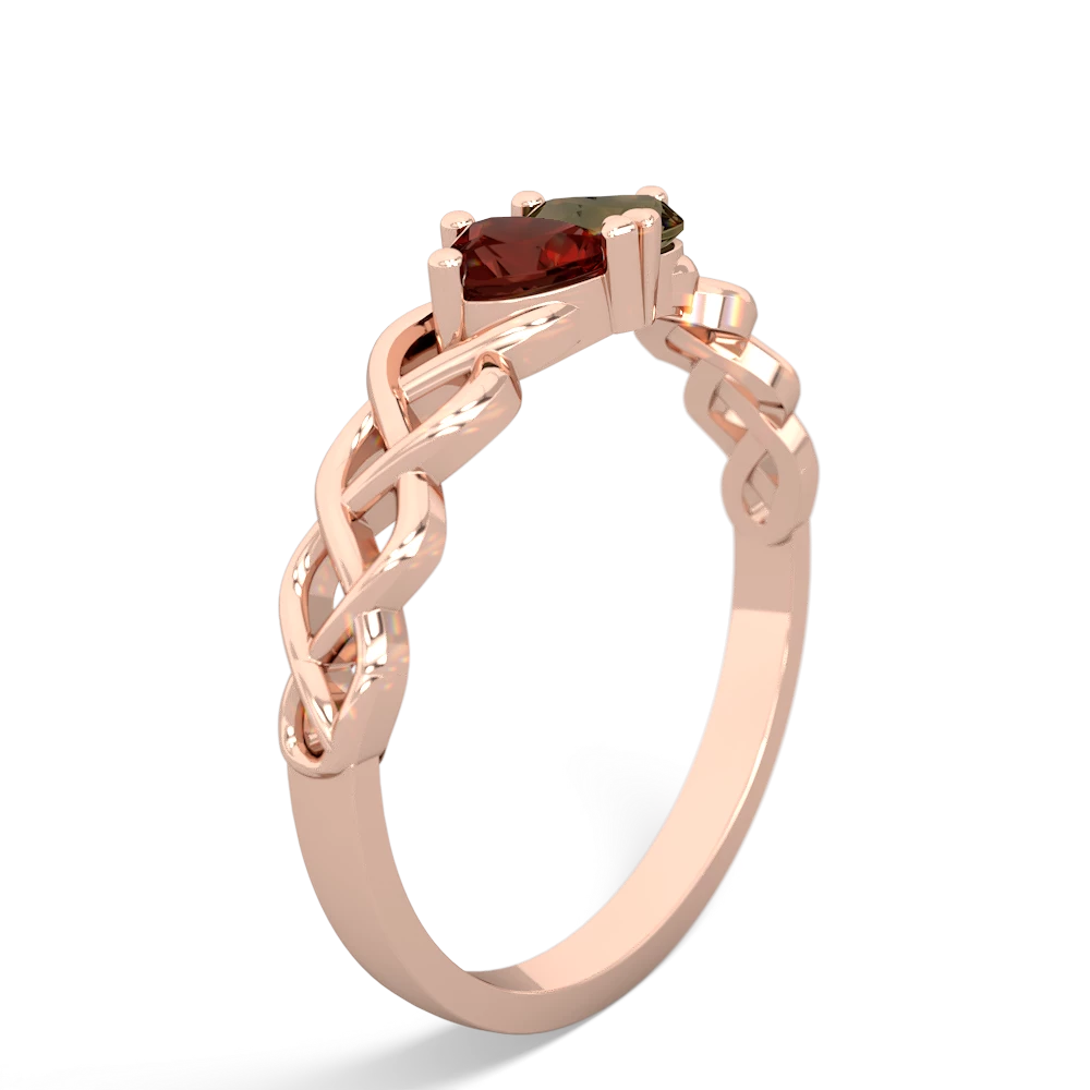 Garnet Heart To Heart Braid 14K Rose Gold ring R5870